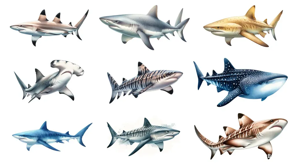 Realistic Shark Images In Watercolors