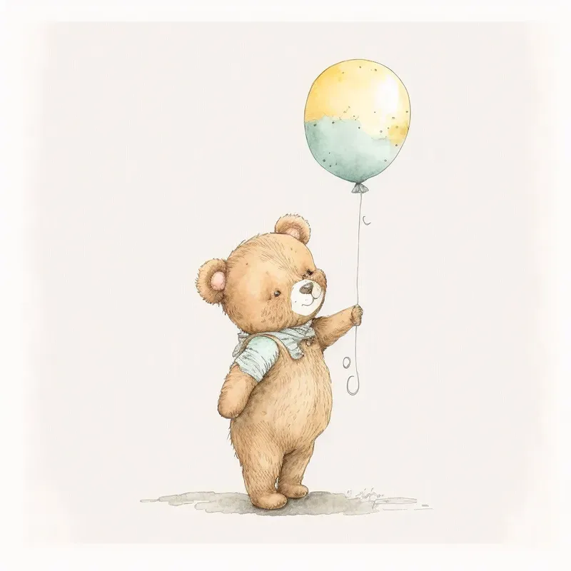 Cute Animals With Balloons Nursery Art