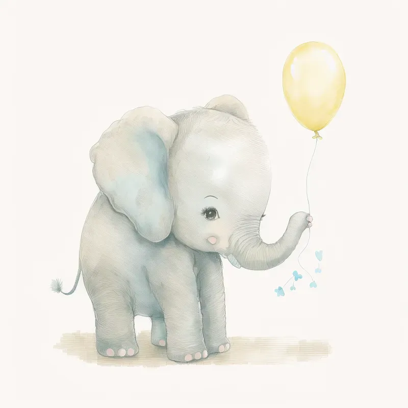 Cute Animals With Balloons Nursery Art