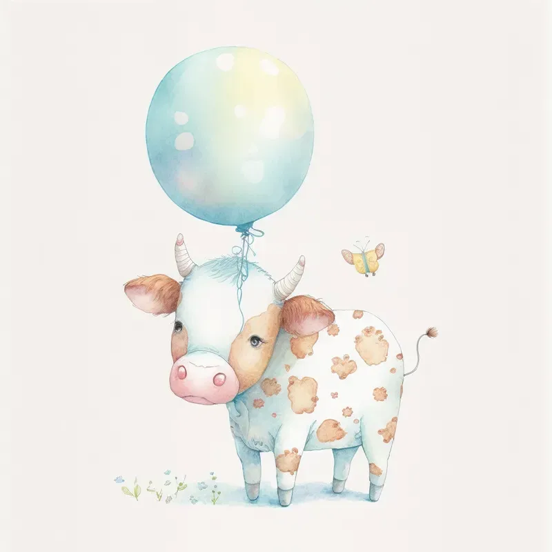 Cute Animals With Balloons Nursery Art