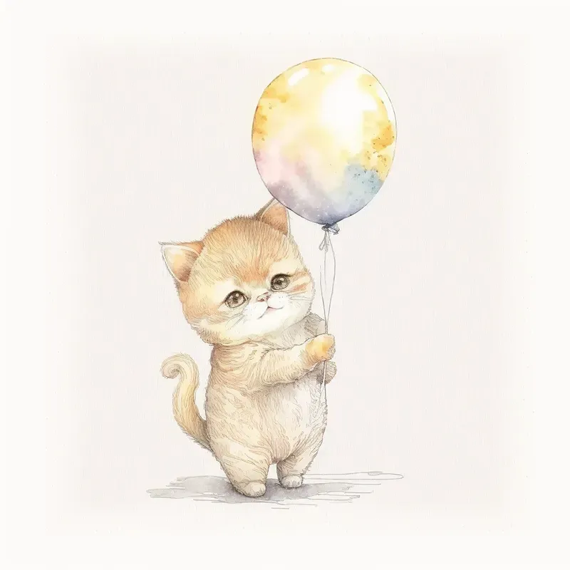 Cute Animals With Balloons Nursery Art