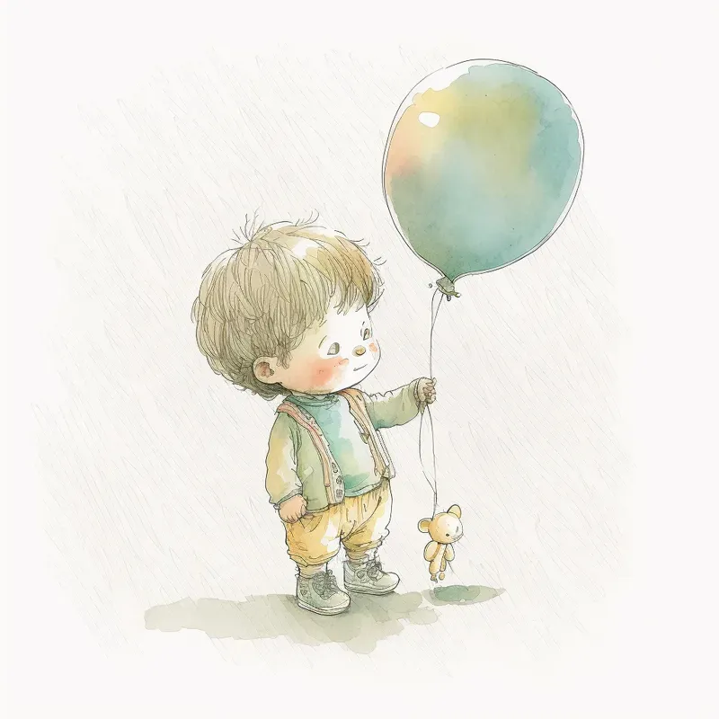 Cute Animals With Balloons Nursery Art