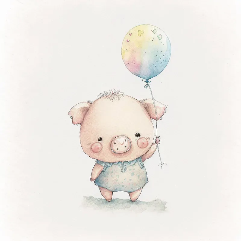 Cute Animals With Balloons Nursery Art