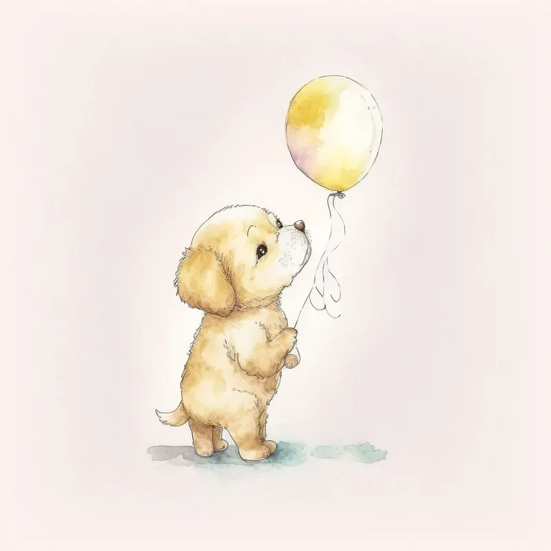 Cute Animals With Balloons Nursery Art