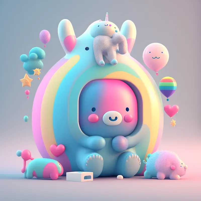 Rainbow Kawaii Animals