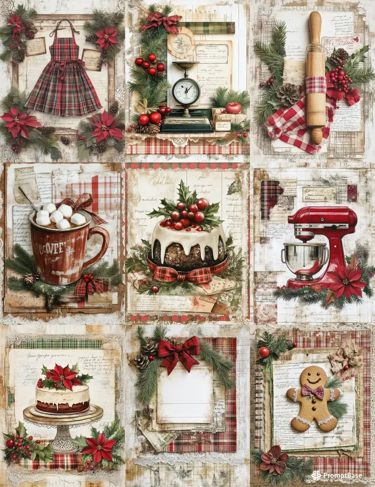 Cozy Christmas Baking Junk Journal Pages