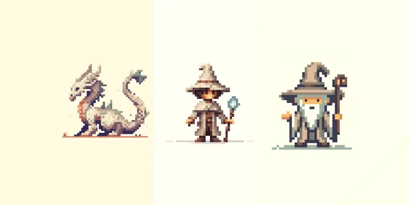 Vintage Pixel Art Characters generated by undefined