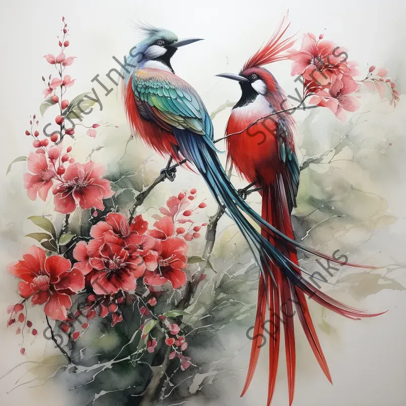 Detailed Dry Brush Birds
