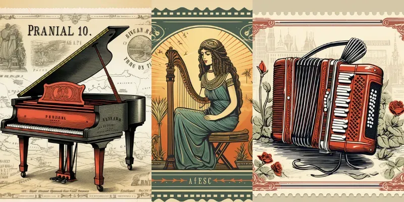 Musical Instrument Travel Stamps generated by undefined