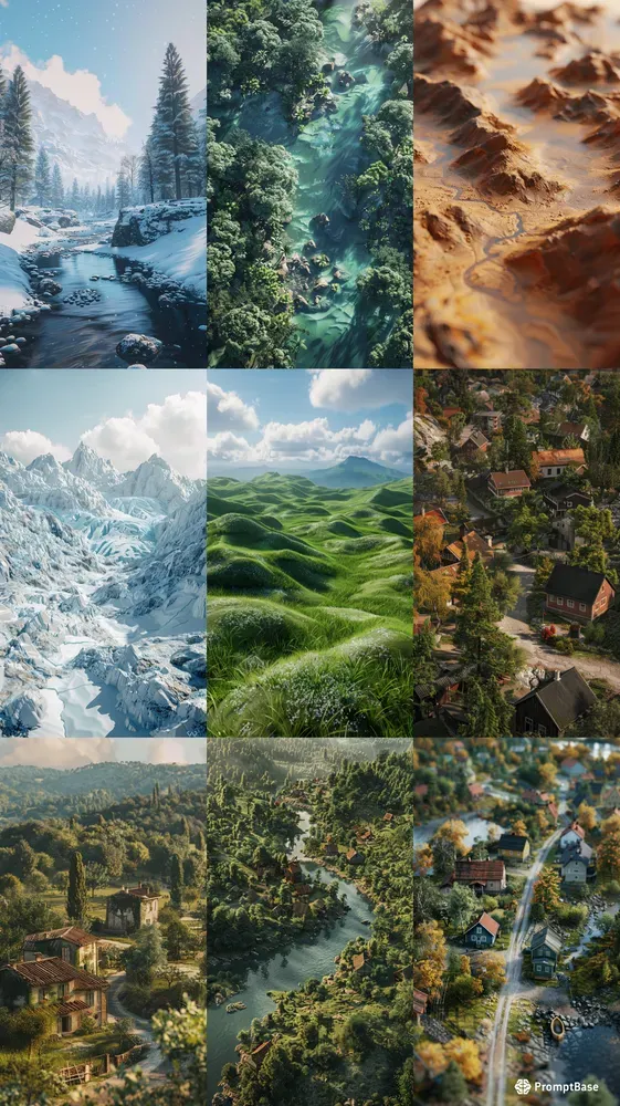 3D Render Arial Landscape Environments