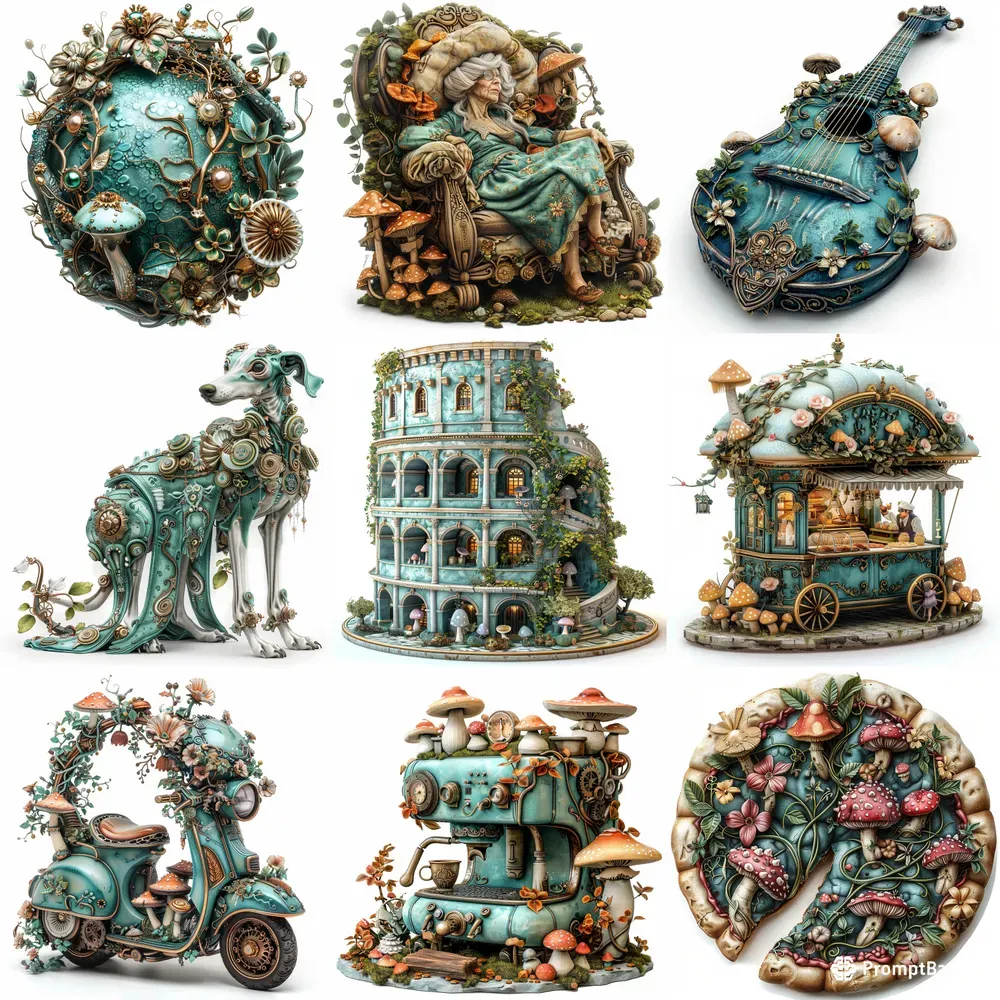 Italpunk Vibes Teal Colors Cliparts