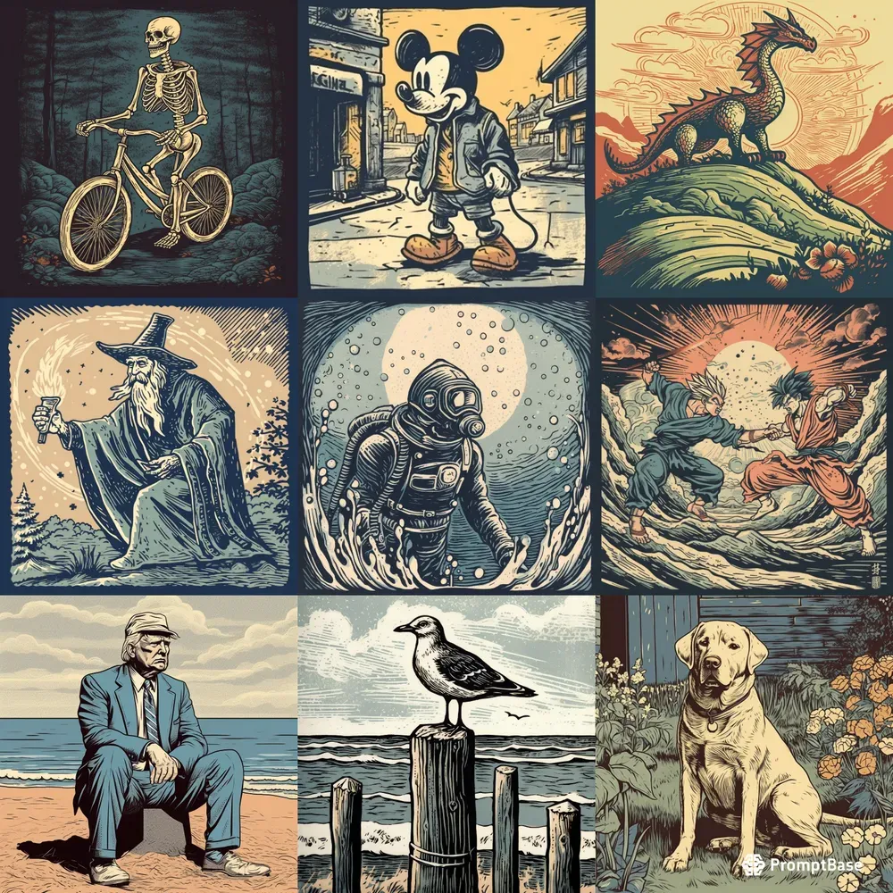 Epic Linocut Illustrations