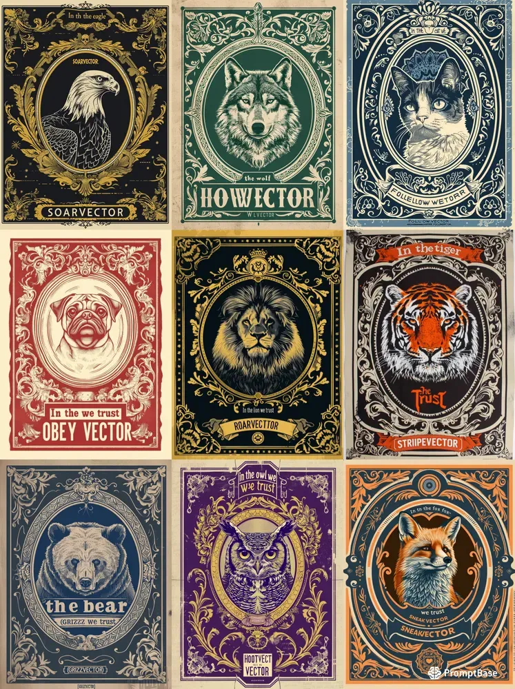 Shepard Fairey Lithography Style Animals