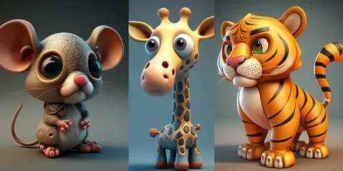 Cute 3D Animals generated by midjourney