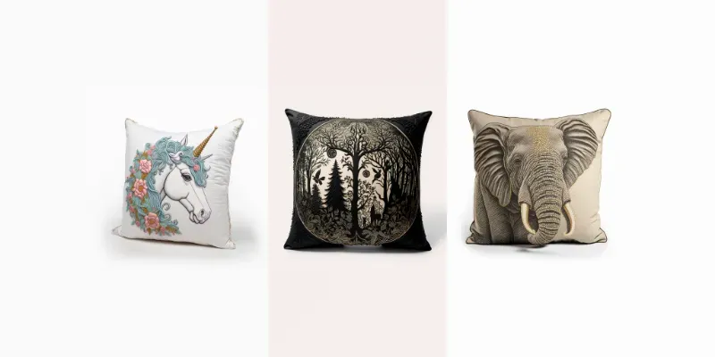Beautiful Embroidered Throw Pillow Designs generated by undefined