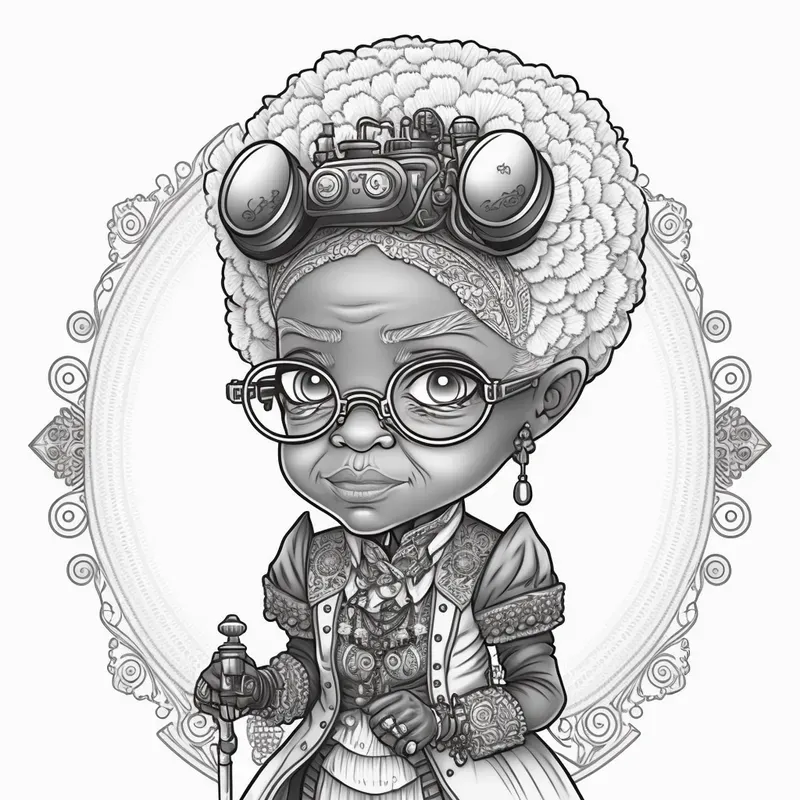 Chibi Steampunk Kids Coloring Book Pages