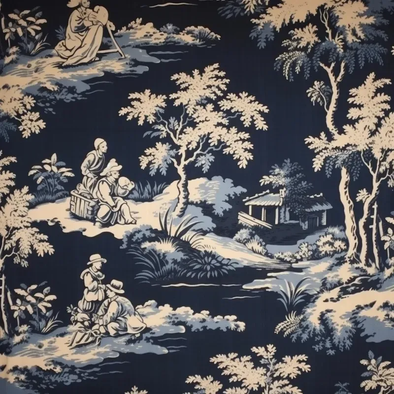 Luxury French Toile Fabric Wallpapers