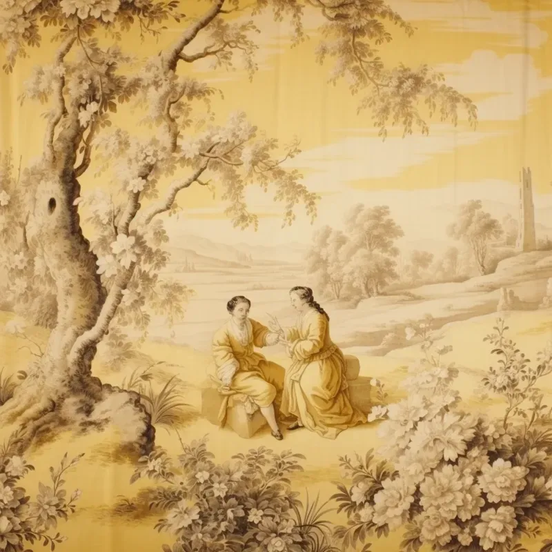 Luxury French Toile Fabric Wallpapers