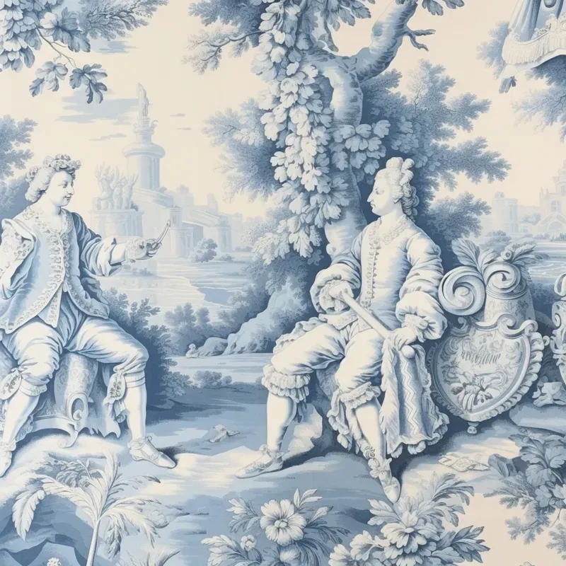 Luxury French Toile Fabric Wallpapers