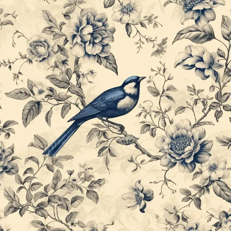 Luxury French Toile Fabric Wallpapers