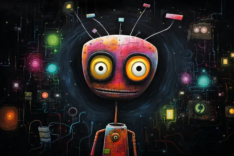 Quirky Alien Life Oil Pastel Art