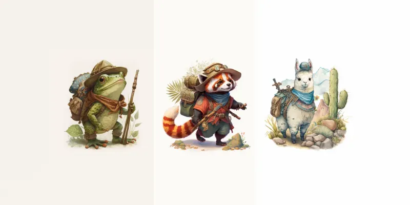 Cute Adventurous Animals generated by undefined