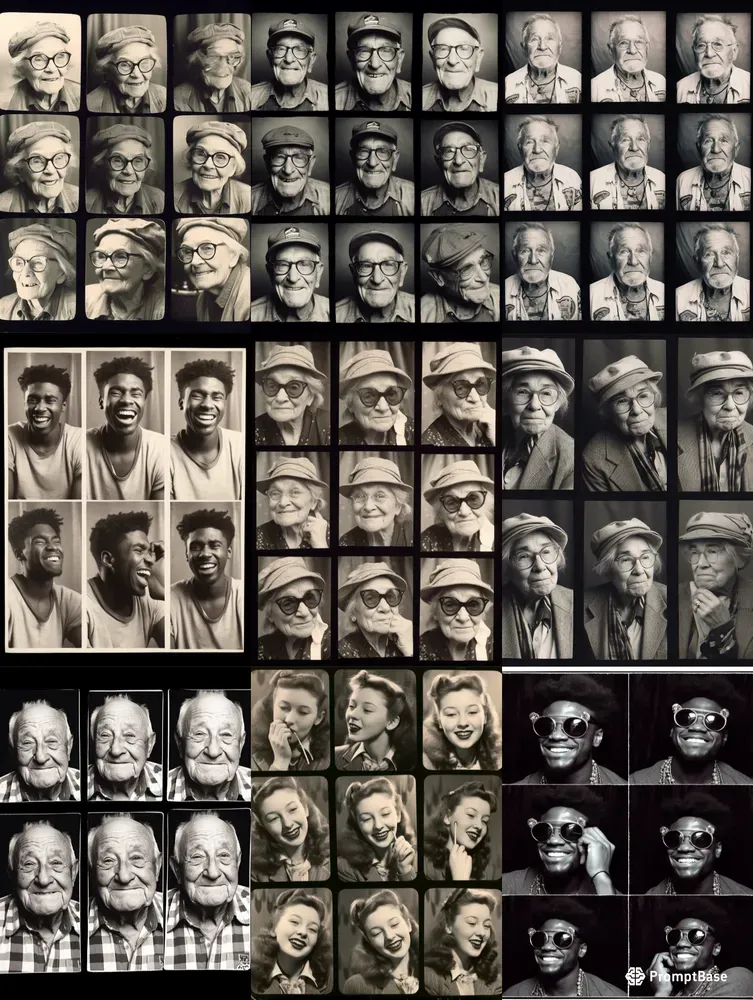 Vintage Black White Photobooth Strips