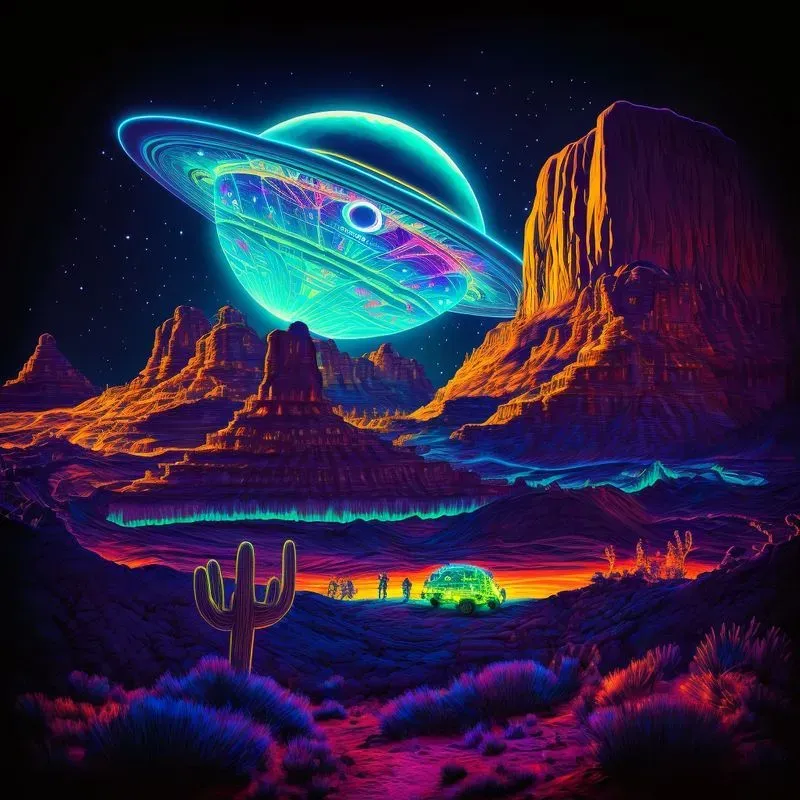 Psychedelic Neon Nature Landscapes