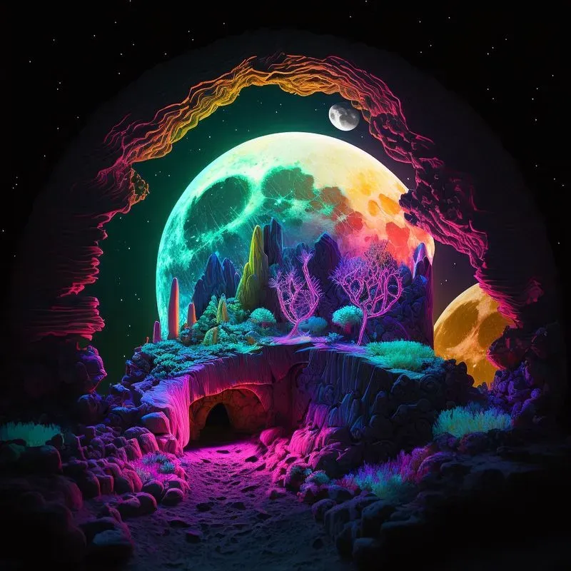 Psychedelic Neon Nature Landscapes