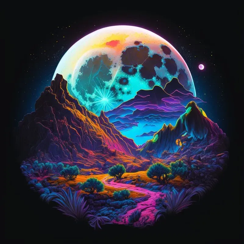 Psychedelic Neon Nature Landscapes