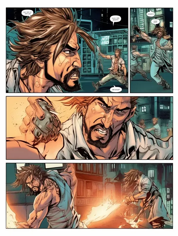 Colored Manga Comic Pages Fight Scenes