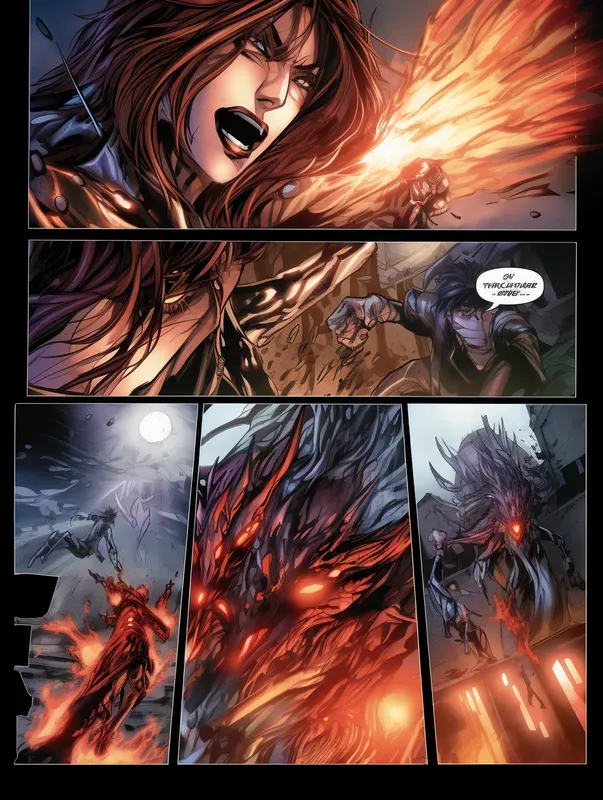 Colored Manga Comic Pages Fight Scenes