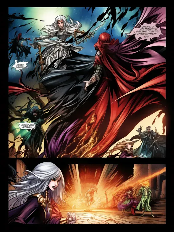 Colored Manga Comic Pages Fight Scenes