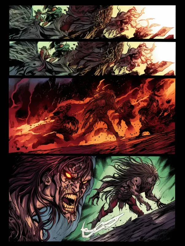 Colored Manga Comic Pages Fight Scenes
