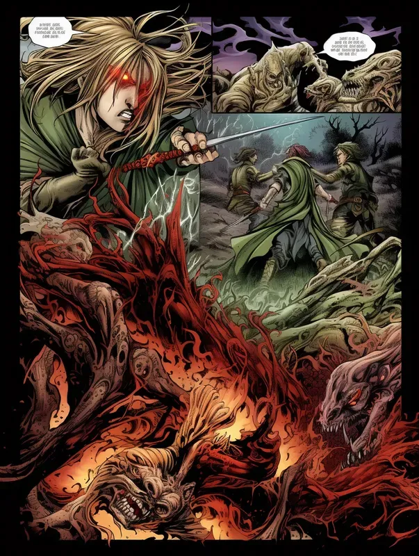 Colored Manga Comic Pages Fight Scenes