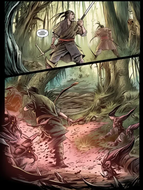 Colored Manga Comic Pages Fight Scenes