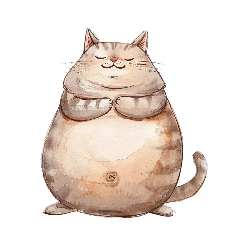 Watercolor Paintings Cute Chubby Animals