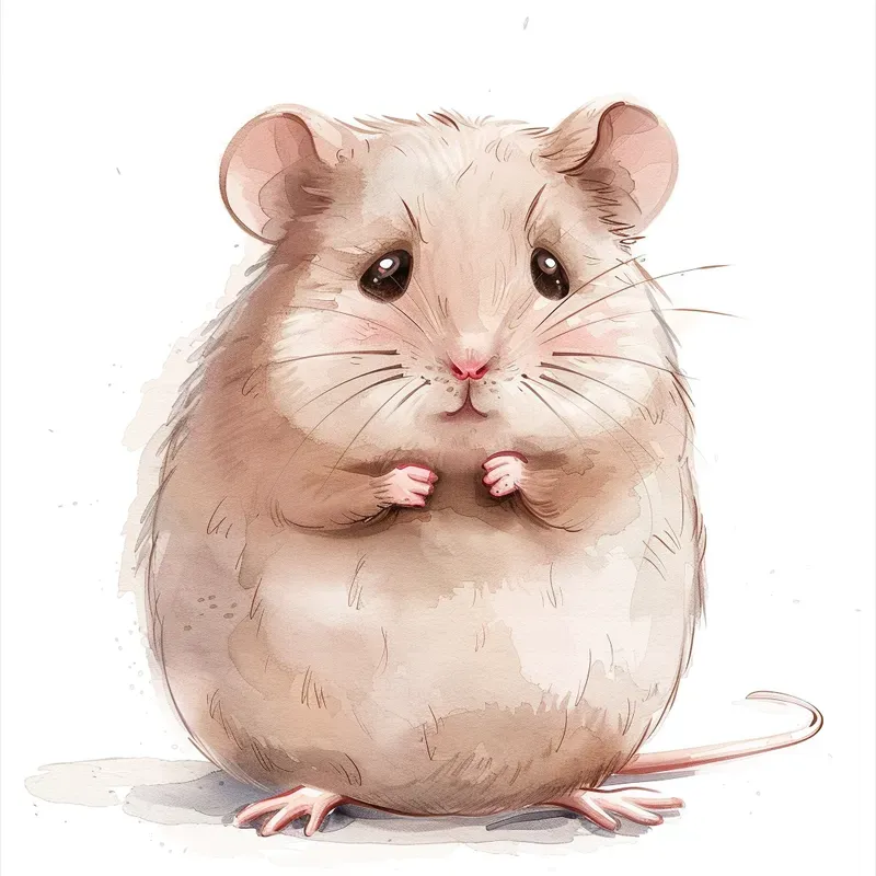 Watercolor Paintings Cute Chubby Animals