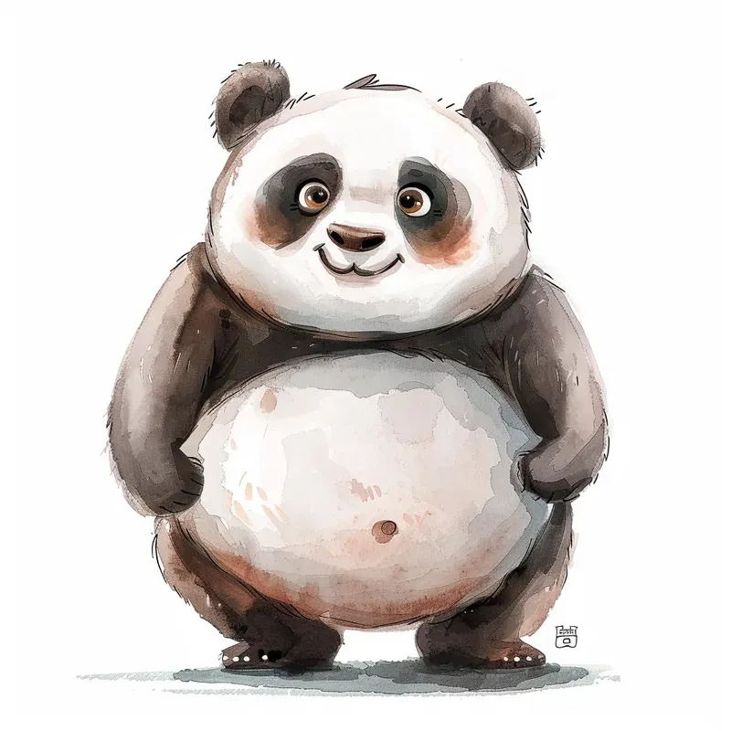 Watercolor Paintings Cute Chubby Animals