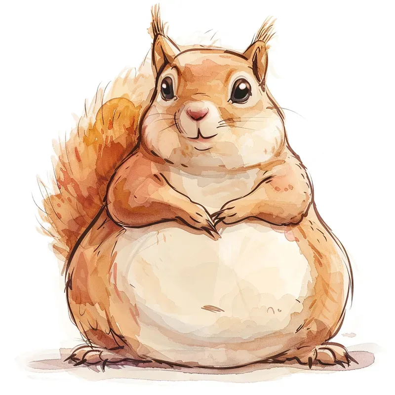 Watercolor Paintings Cute Chubby Animals