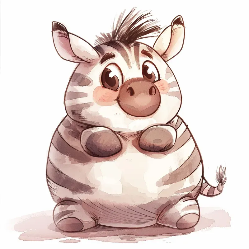 Watercolor Paintings Cute Chubby Animals