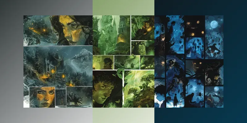 Unsymmetrical Fantasy Comic Pages generated by undefined