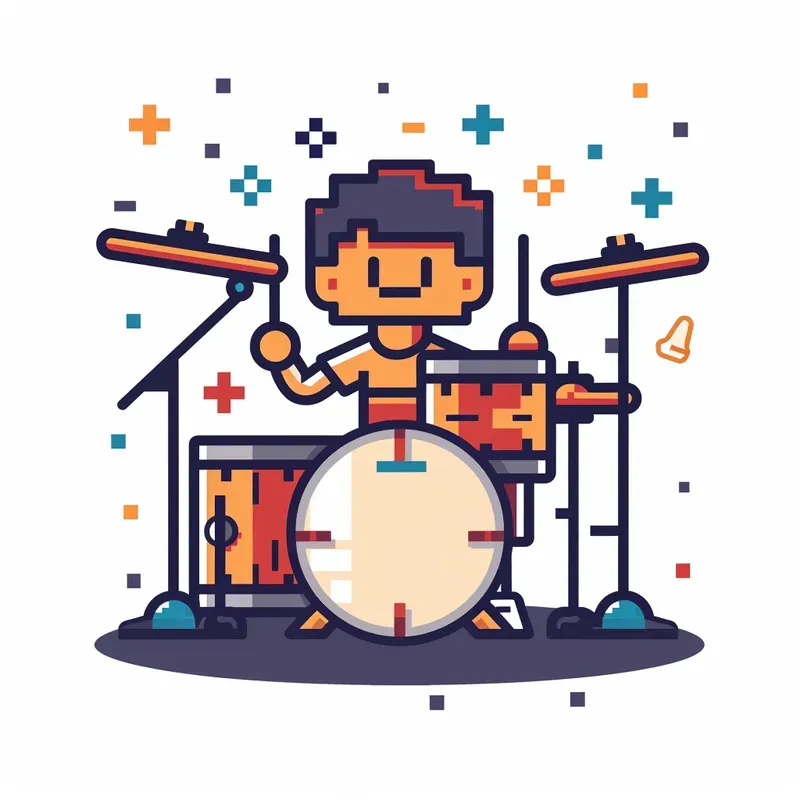 Pixel Art Flat Icon Illustrations