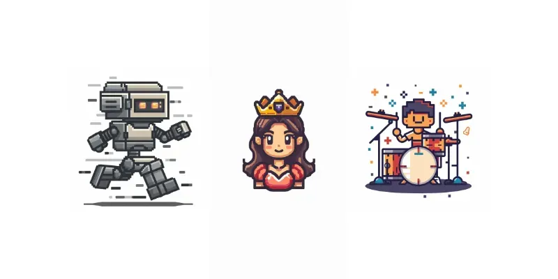 Pixel Art Flat Icon Illustrations generated by undefined