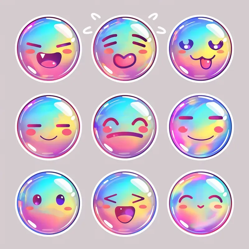 Sets Of Holographic Y2k Sticker Designs