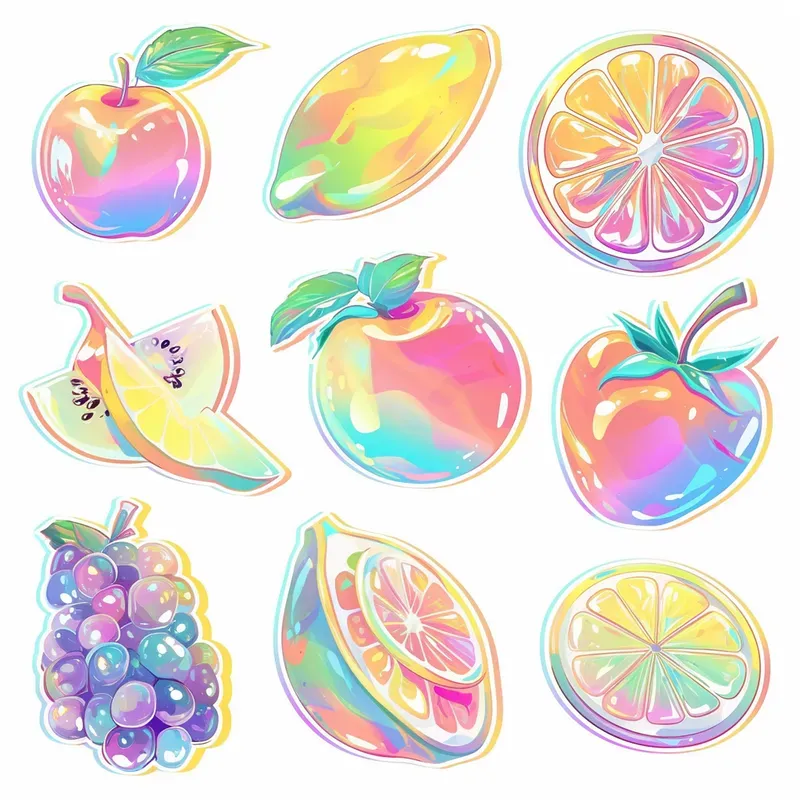 Sets Of Holographic Y2k Sticker Designs