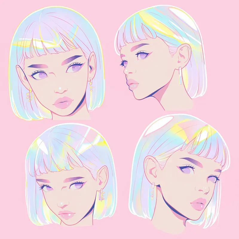 Sets Of Holographic Y2k Sticker Designs