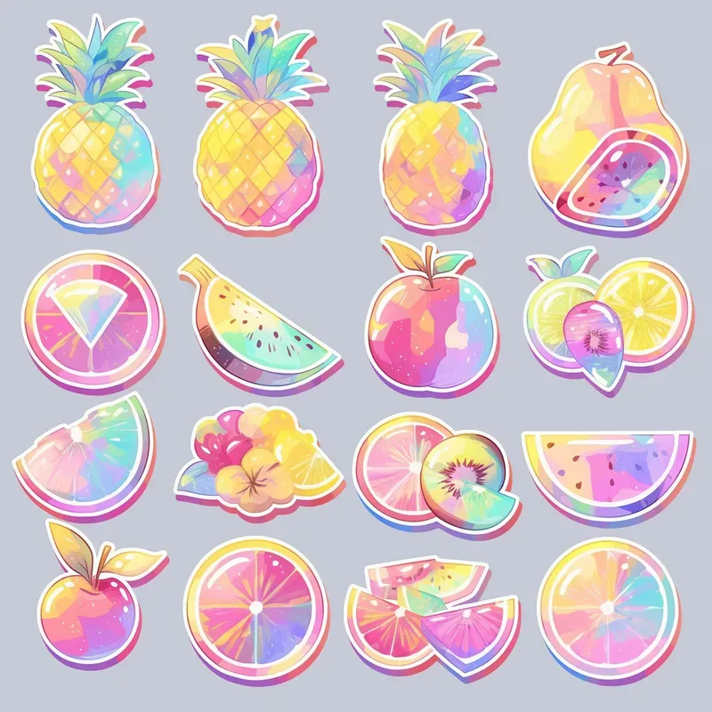 Sets Of Holographic Y2k Sticker Designs