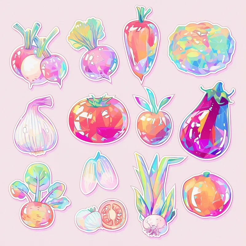 Sets Of Holographic Y2k Sticker Designs