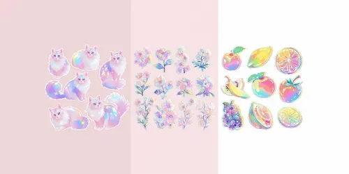 Sets Of Holographic Y2k Sticker Designs generated by midjourney